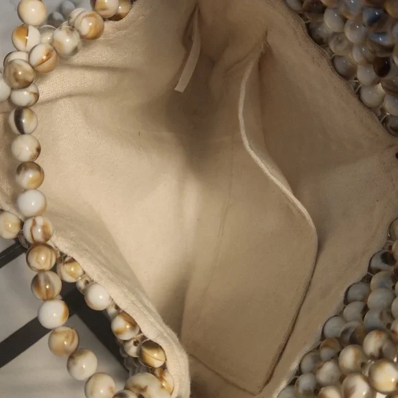 Rachel Ashwell Brown, tan, and cream Beaded Envelope Bag. Never used. - Picture 2 of 5